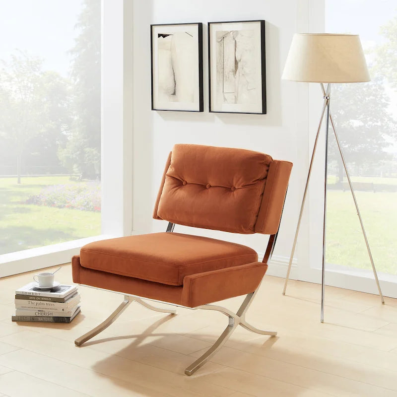 Modern and Comfortable Velvet Armless Accent Chair