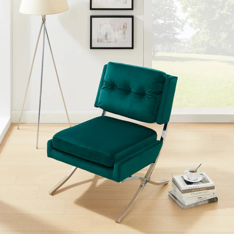 Modern and Comfortable Velvet Armless Accent Chair