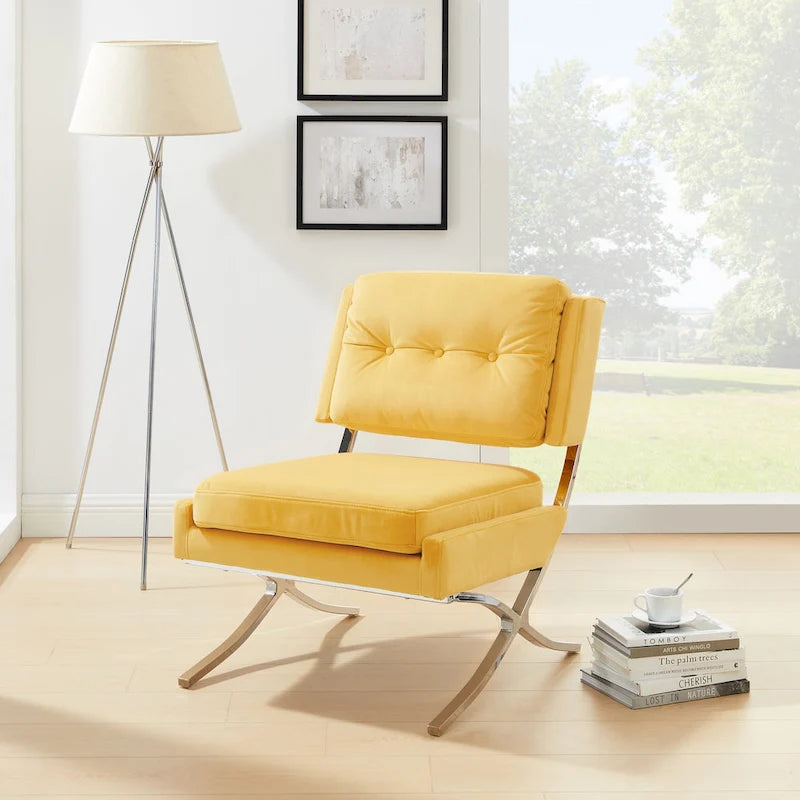Modern and Comfortable Velvet Armless Accent Chair