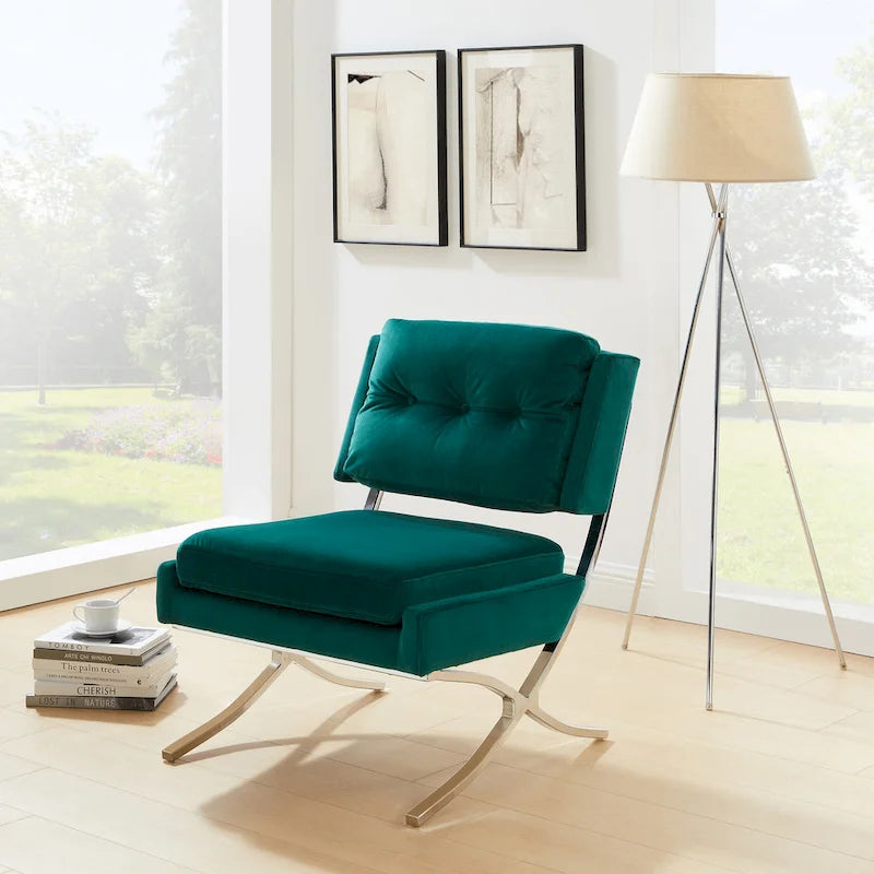 Modern and Comfortable Velvet Armless Accent Chair