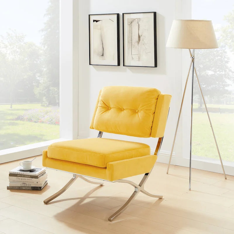 Modern and Comfortable Velvet Armless Accent Chair