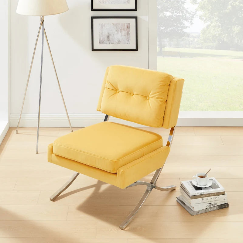 Modern and Comfortable Velvet Armless Accent Chair
