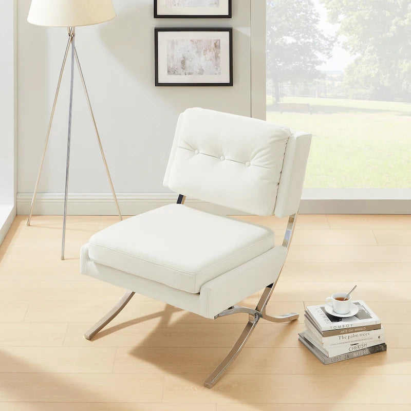 Modern and Comfortable Velvet Armless Accent Chair