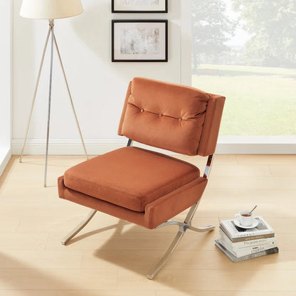 Modern and Comfortable Velvet Armless Accent Chair