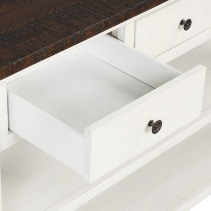 48 Solid Pine Wood Top Console Table, Modern Entryway Sofa Side Table with 3 Storage Drawers and 2 Shelves. Easy to Assemble