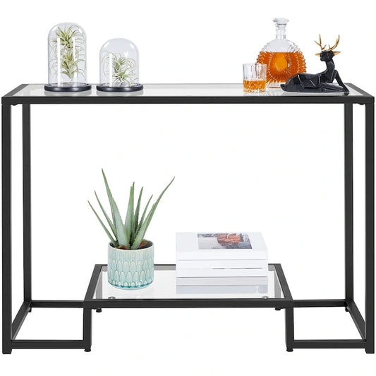 Yaheetech Modern Tempered Glass Console Table Entryway Porch