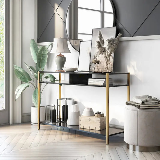 Raven Glam 48-inch Steel 3-Shelf Console Table by Furniture of America