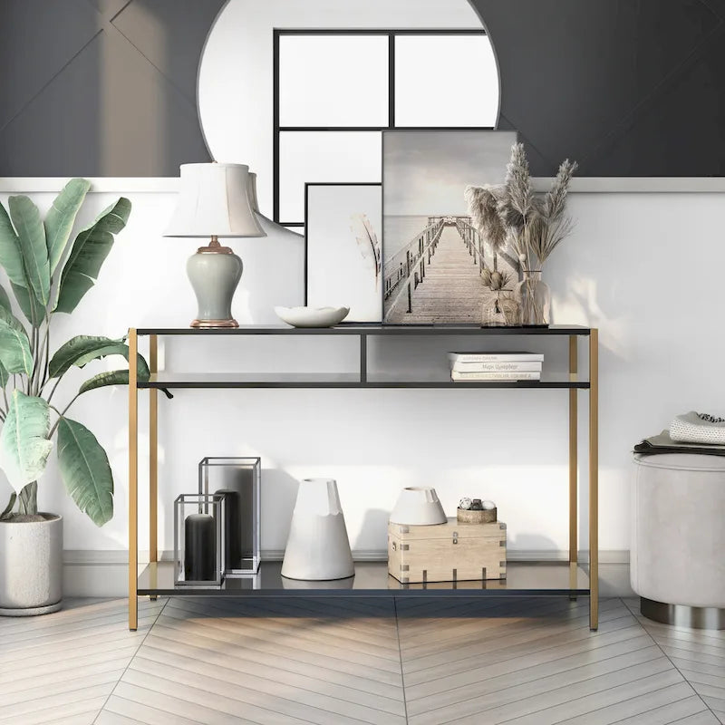 Raven Glam 48-inch Steel 3-Shelf Console Table by Furniture of America