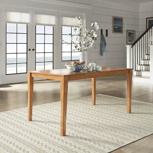 60-Inch Rectangular Dining Table for 6, Rubberwood