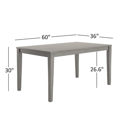 60-Inch Rectangular Dining Table for 6, Rubberwood