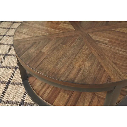 Table (Set of 3) - Light Brown/Bronze - 38 W x 38 D x 18 H