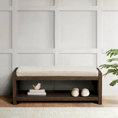 Coffee Brown Storage Bench with Cushion - 48" Wide