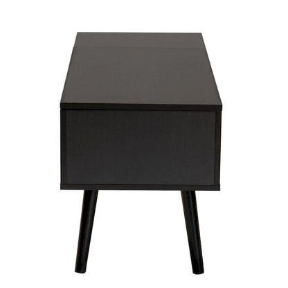 Modern Two-Tone Black and Espresso Brown Finished Wood Coffee Table with Lift-Top Storage Compartment