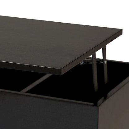Modern Two-Tone Black and Espresso Brown Finished Wood Coffee Table with Lift-Top Storage Compartment