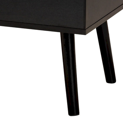 Modern Two-Tone Black and Espresso Brown Finished Wood Coffee Table with Lift-Top Storage Compartment