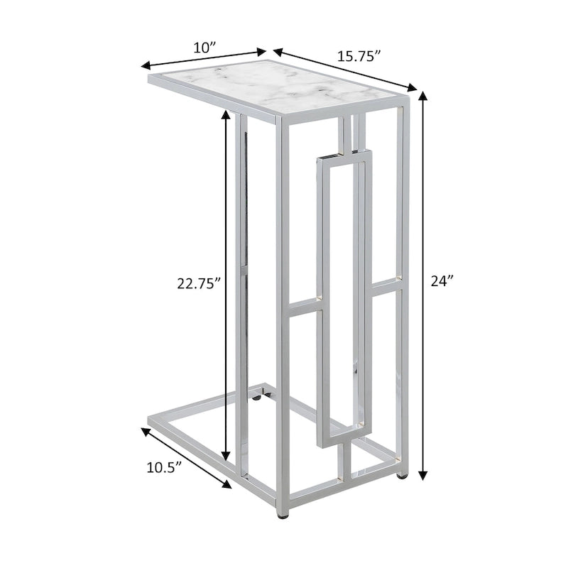 Chrome Faux Marble C End Table - Side Table for Living Room