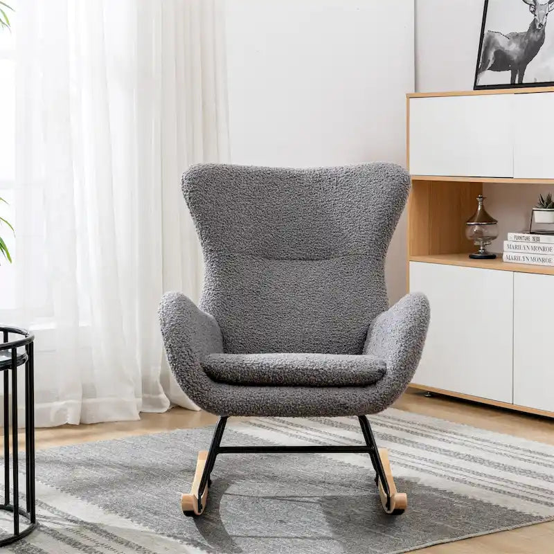 Velvet Fabric Padded Seat Rocking Chair