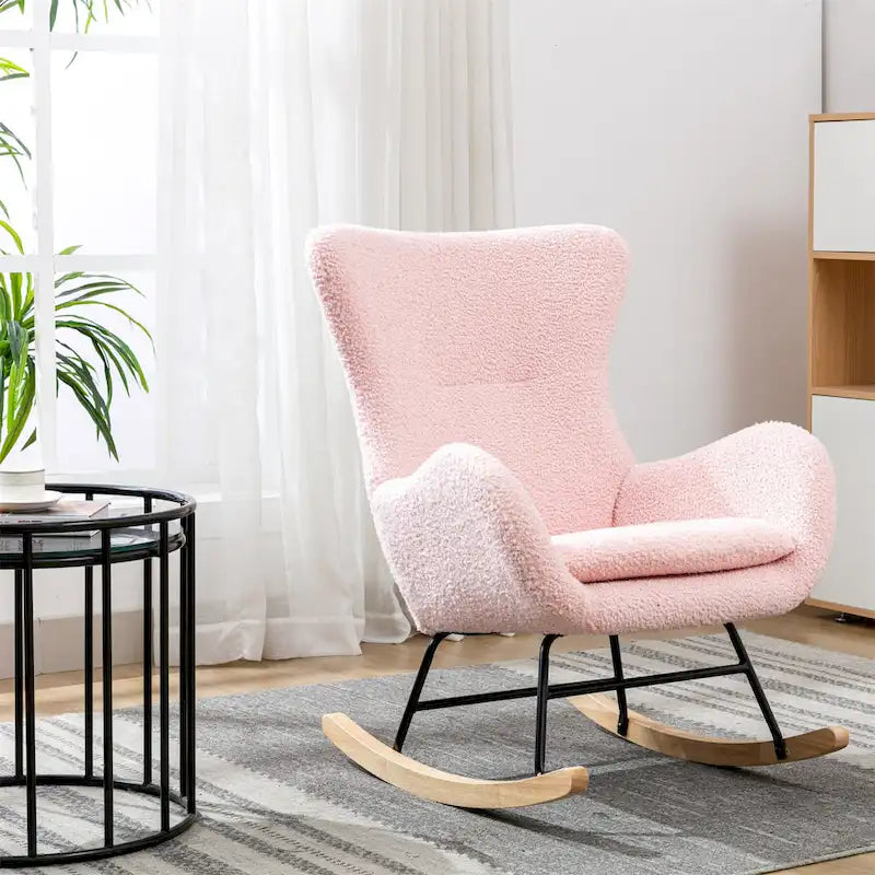 Velvet Fabric Padded Seat Rocking Chair