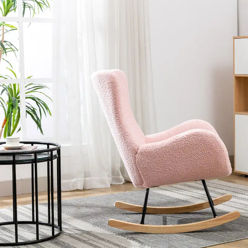 Velvet Fabric Padded Seat Rocking Chair