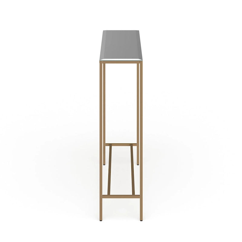 Long Narrow Console Table with Mirrored Top