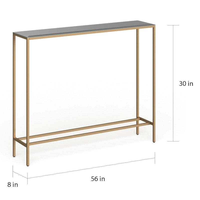 Long Narrow Console Table with Mirrored Top
