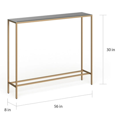 Long Narrow Console Table with Mirrored Top