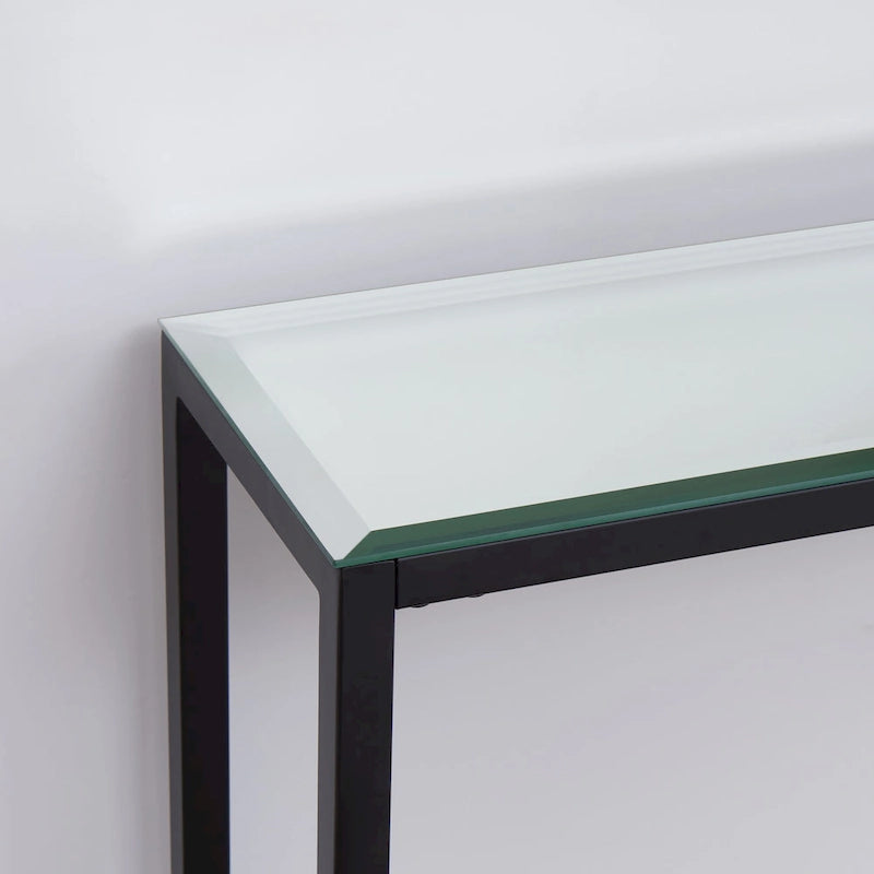 Long Narrow Console Table with Mirrored Top