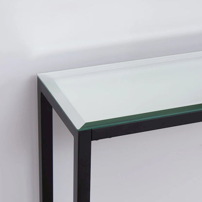 Long Narrow Console Table with Mirrored Top