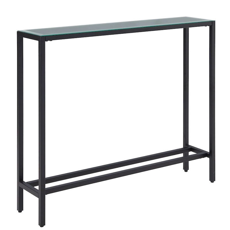 Long Narrow Console Table with Mirrored Top