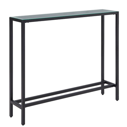 Long Narrow Console Table with Mirrored Top