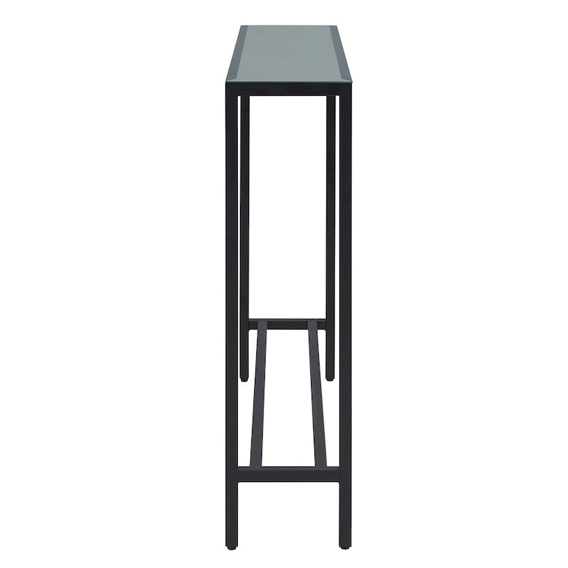 Long Narrow Console Table with Mirrored Top