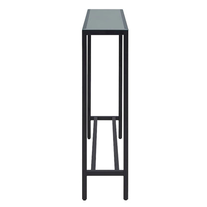Long Narrow Console Table with Mirrored Top