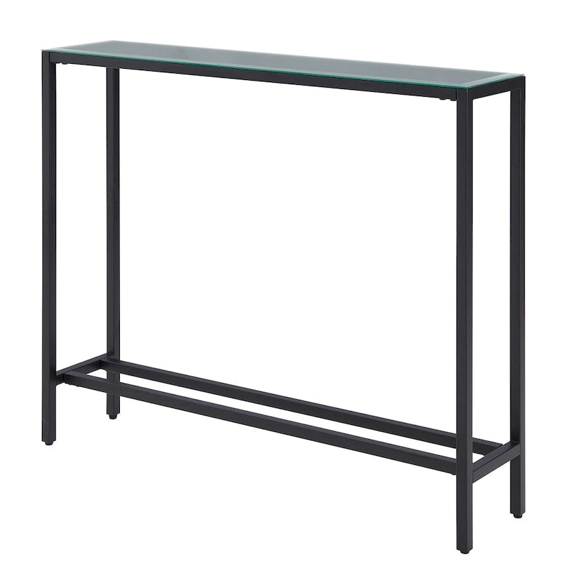 Long Narrow Console Table with Mirrored Top