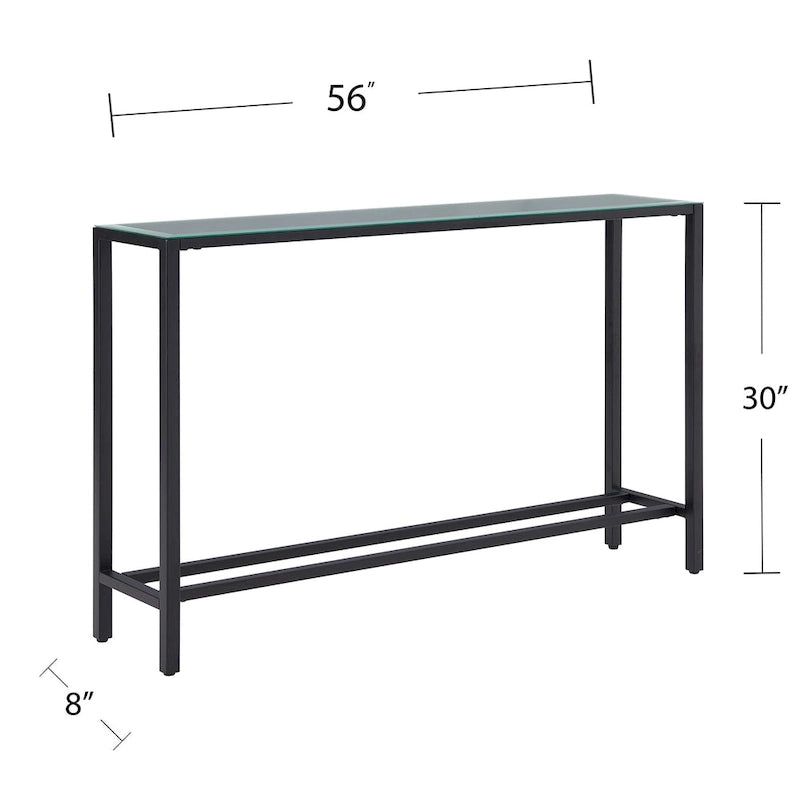 Long Narrow Console Table with Mirrored Top
