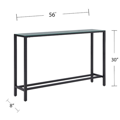 Long Narrow Console Table with Mirrored Top