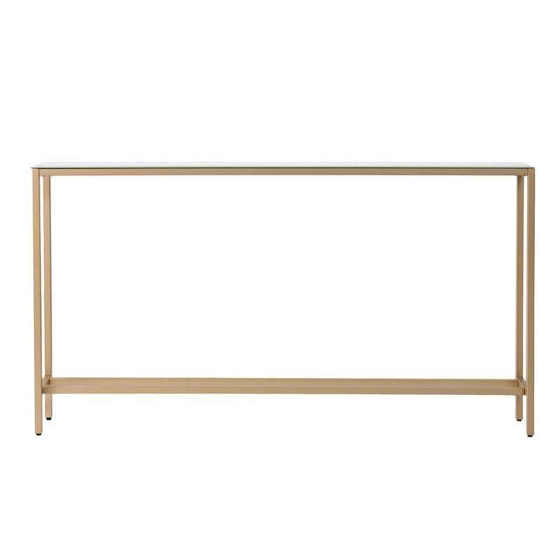 Long Narrow Console Table with Mirrored Top