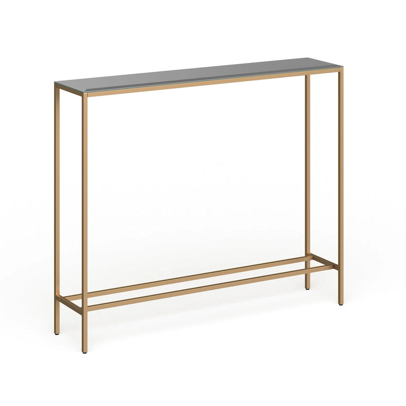 Long Narrow Console Table with Mirrored Top