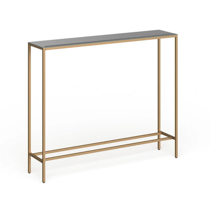 Long Narrow Console Table with Mirrored Top