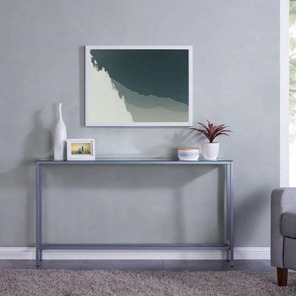 Long Narrow Console Table with Mirrored Top