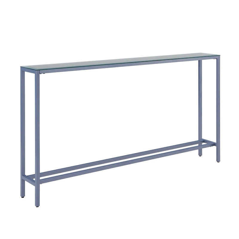 Long Narrow Console Table with Mirrored Top