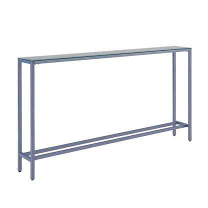 Long Narrow Console Table with Mirrored Top