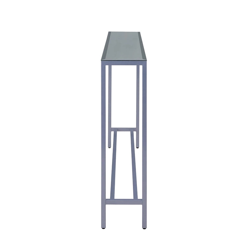 Long Narrow Console Table with Mirrored Top