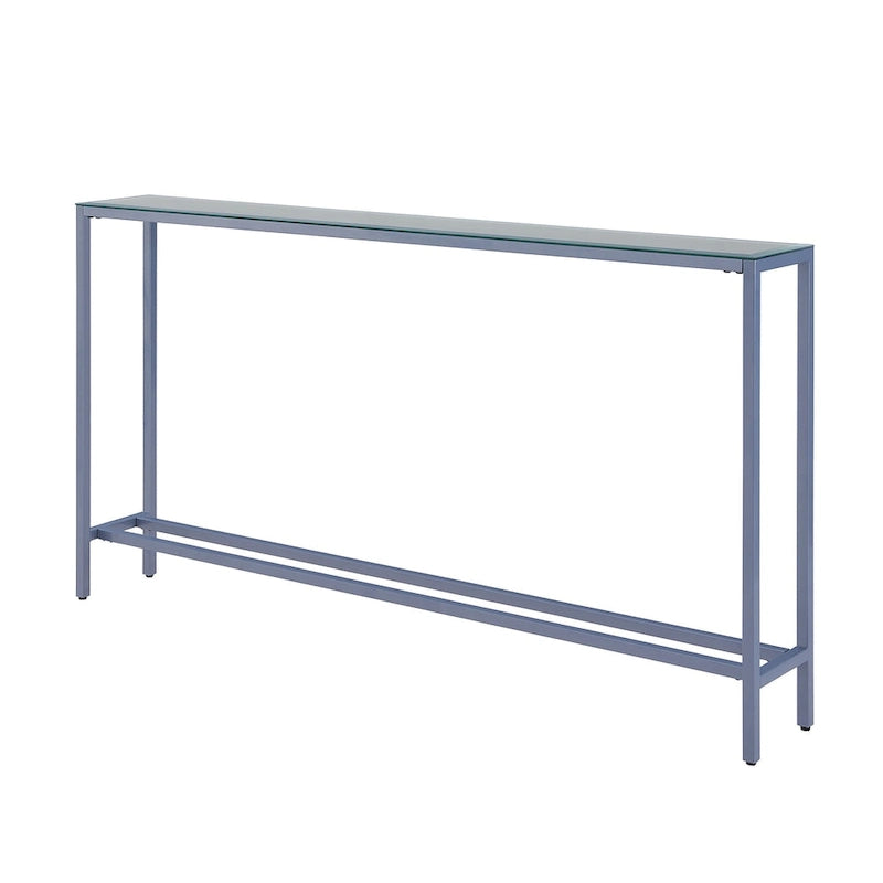 Long Narrow Console Table with Mirrored Top