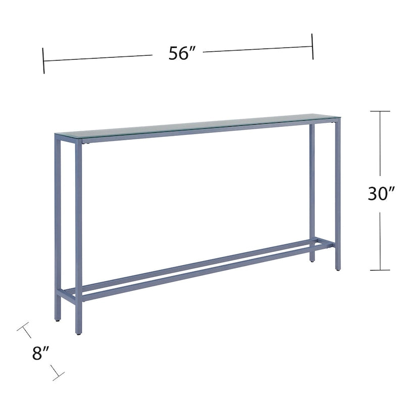 Long Narrow Console Table with Mirrored Top