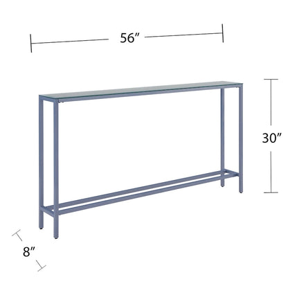 Long Narrow Console Table with Mirrored Top