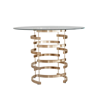 Round Glass Top Vortex Iron Base Counter Height Tabl
