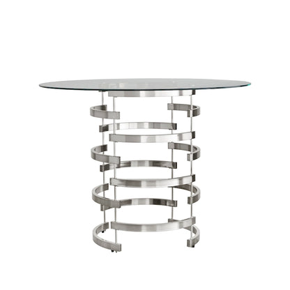 Round Glass Top Vortex Iron Base Counter Height Tabl