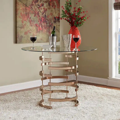Nova Round Glass Top Vortex Iron Base Counter Height Table by iNSPIRE Q Bold