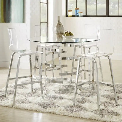 Round Glass Top Vortex Iron Base Counter Height Tabl