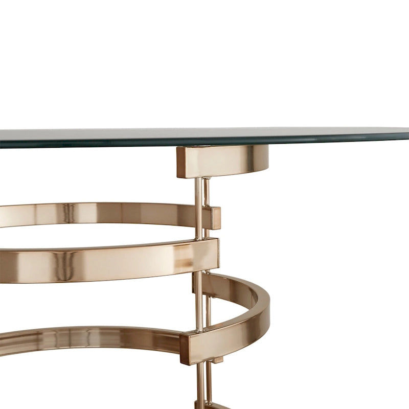 Round Glass Top Vortex Iron Base Counter Height Tabl